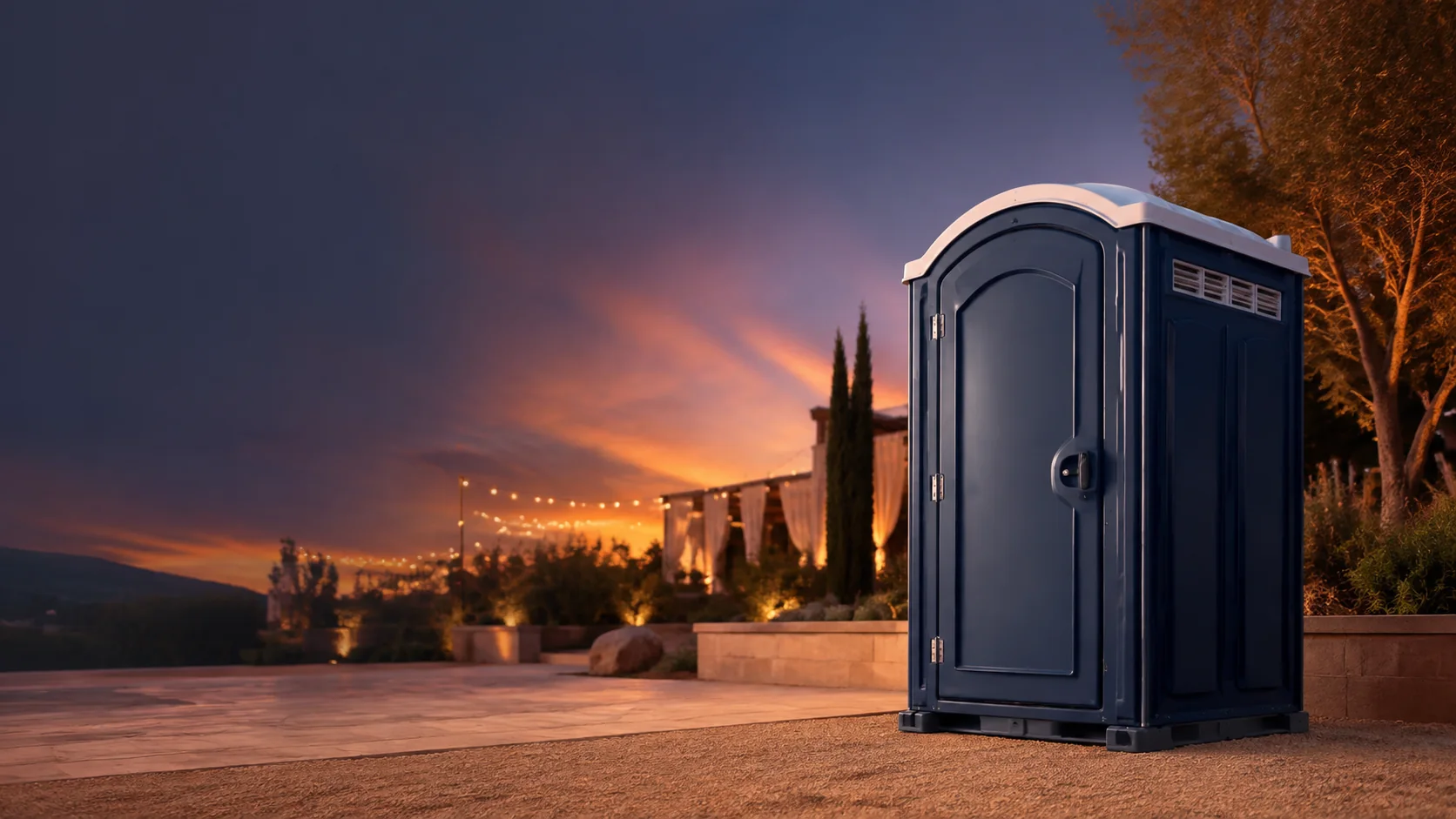 Portable restroom shown for rental planning in Bullhead City, AZ